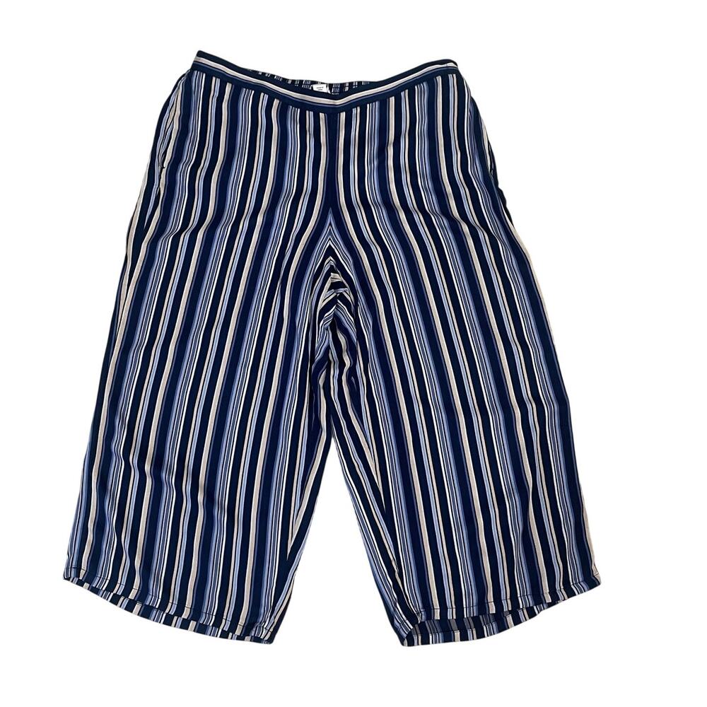 Coldwater Creek Coastal Striped Wide Leg Crop Pants Women’s 16P – Pull On Pants